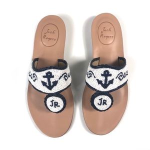 New Jack Rogers Oceania Beaded Anchor Sandals Sz 5.5